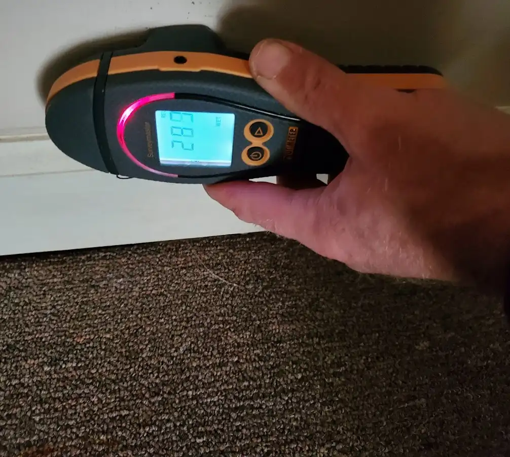 Moisture detection at baseboard during Sewage Cleanup & Sanitation in Kennett